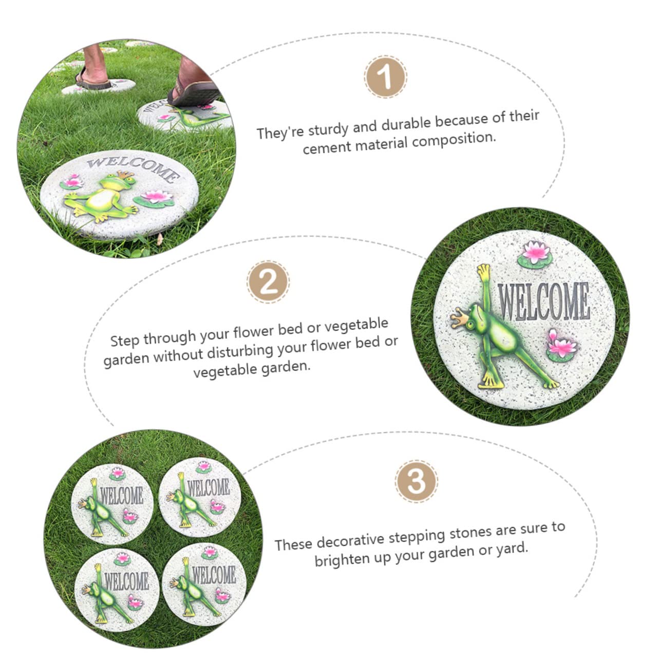Kisangel Pietre da Giardino in Cemento Verde per Percorso Decorativo Funzione Camminamento, Lastricato Esterno per Paesaggio e Cortile