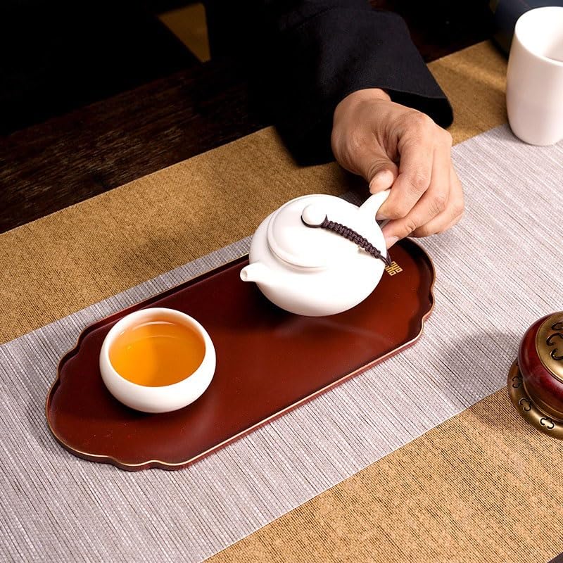 Bandejas Servir Comida Bandeja de té seco latón con Fragancia Madera, pequeño Soporte Chino for Olla for el hogar, Mesa pequeña Zen Kung Fu Simple, Bandeja Mesa Cama
