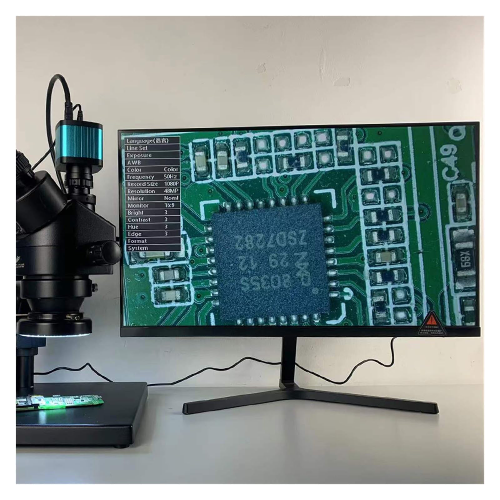 Mikroskop, Simul-Focal 7X-45X Ciągły Zoom Stereo Trinokularowy Mikroskop CTV Adapter Soczewka Barlowa Do Laboratorium Telefonicznego Napa PCB Lutowanie(Large bracket-01)