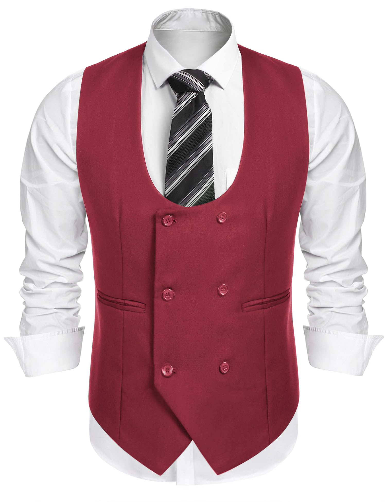 COOFANDYMen's Suit Vest Slim Fit Double Breasted Dress Vest Casual Business Formal Waistcoat