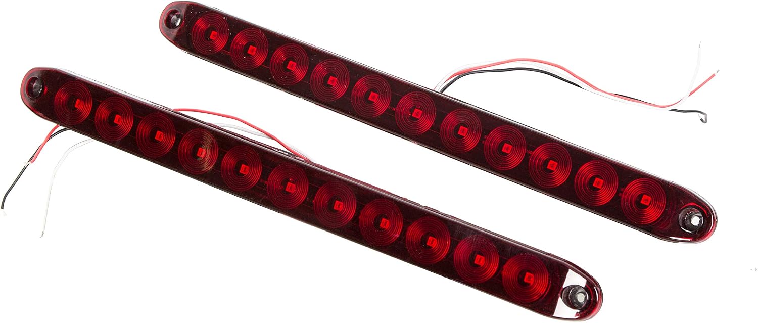 ECOTRIC 2PCS 15" 11 LED Trailer Light Waterproof Bar Sealed Stop Turn Rear Tail Park Third 3rd Brake Light Trailer Truck & RV Marker Signal Red