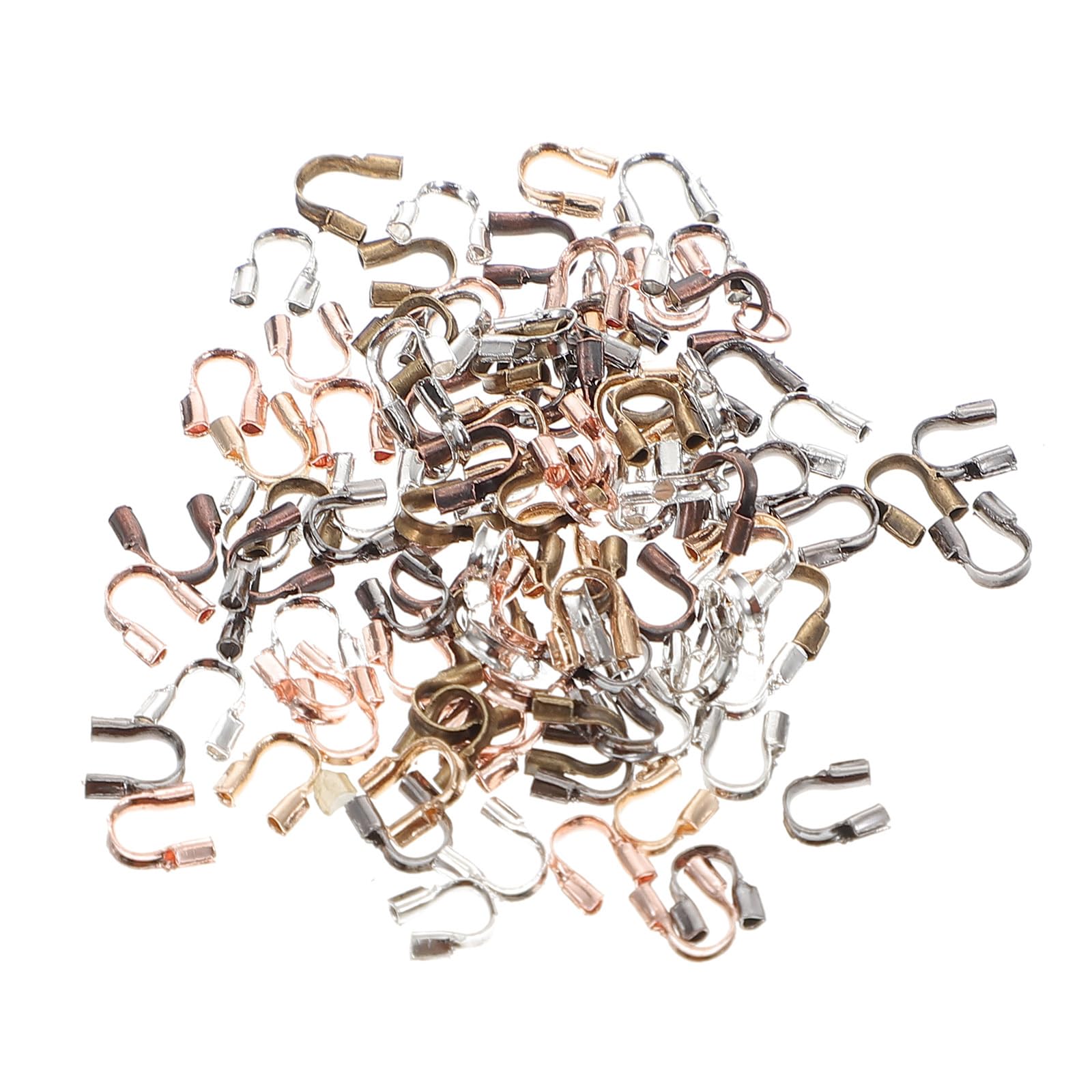 NOLITOY 500pcs U-Shaped Positioning Tube Crimper Tool Cord Protector Necklace End U Shape Accessories Metal Cable Guard Extension Cord Cover U Shaped Wire Jewelry Alloy Horseshoe