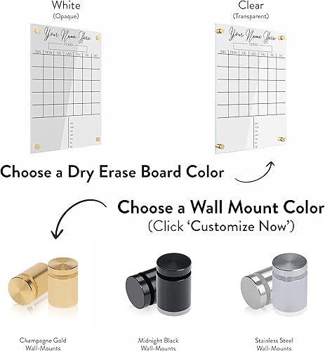 Miniatura 2 de Calendario acrílico personalizado para pared, se envía al día siguiente, hecho en Estados Unidos, planificador de borrado en seco transparente para