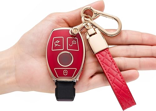 Funda para llavero Mercedes Benz, compatible con Mercedes Benz A B C E G K R S M CLS CLK G Class AMG, Rojo -