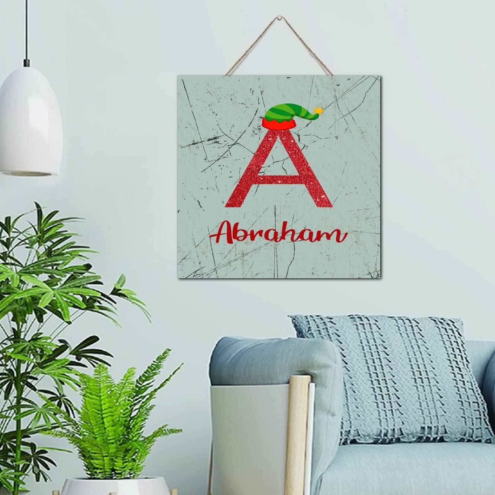Monogramme personnalisé en bois avec lettres de Noël pour une déco murale de salon