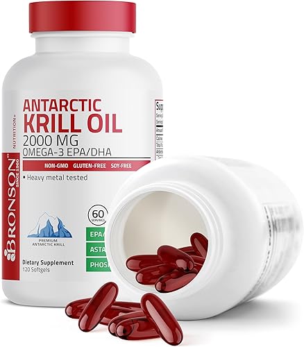 Miniatura 12 de Bronson Aceite de krill antártico 2000 mg con omega-3 EPA, DHA, astaxantina y fosfolípidos, 250 cápsulas blandas (125 porciones)