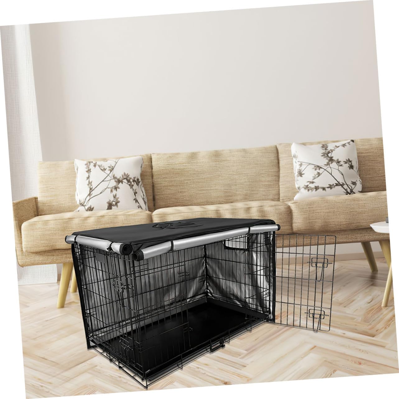Levemolo Dog Cage Cover Crate Supplies Oxford Pet Kennel Windproof Privacy Easy Access Comfortable Ventilated Window for Puppies