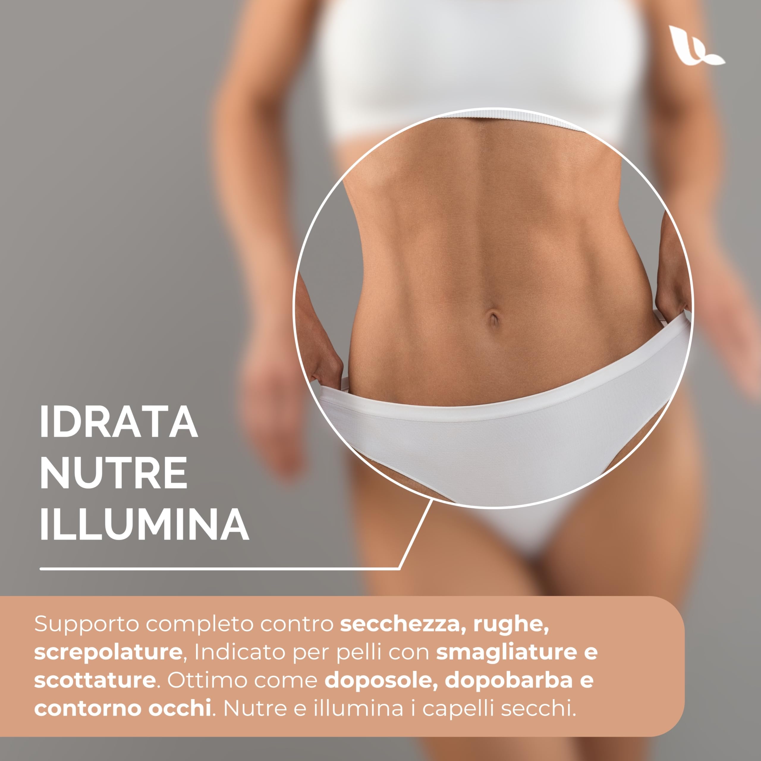 Leucosia Burro di Karitè Puro Liquido 100 ml, Comodo Flacone Spray, Idratante Naturale per Viso, Corpo, Capelli, Pelle Secca, Rughe e Smagliature