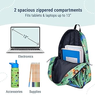 Wildkin 15-Inch Kids Backpack for Boys & Girls, Perfect for Early Elementary, Backpack for Kids Features Padded Back & Adjustable Strap, Ideal for School & Travel Backpacks (Wild Animals)