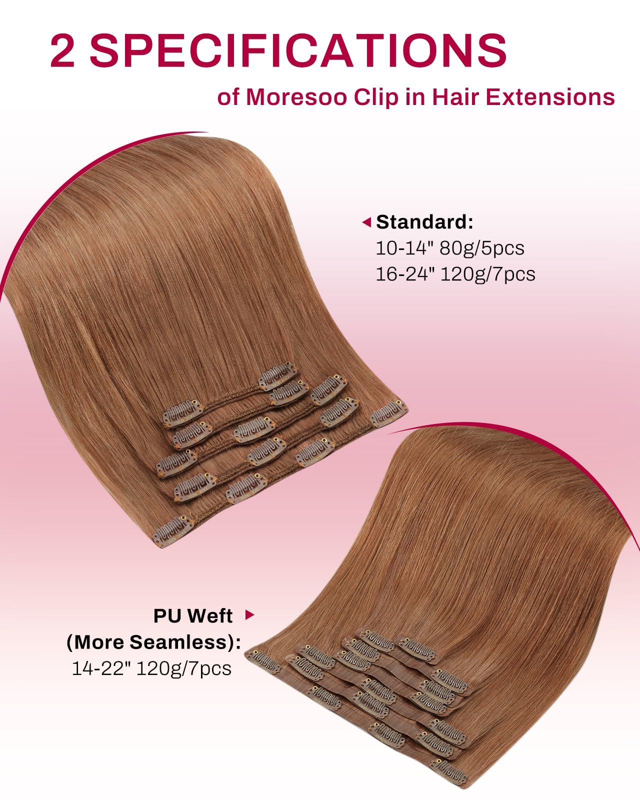 Moresoo Hair Extensions Clip in Real Hair Dark Brown Invisible Full Head Clip in Human Hair Extensions Brunette Shoulder-length Short Remy Hair 12 Inch 5 Pieces/80g #2 — view 183