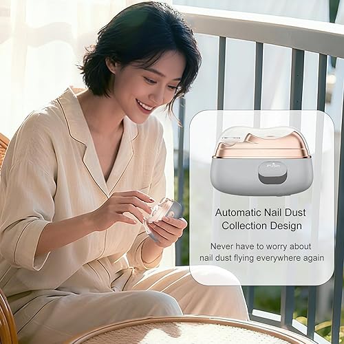 Miniatura 3 de Cortauñas eléctrico 4 en 1 con pulidor, lima y luz UV, recortador automático de uñas con luz LED y almacenamiento de restos de uñas, recortador de