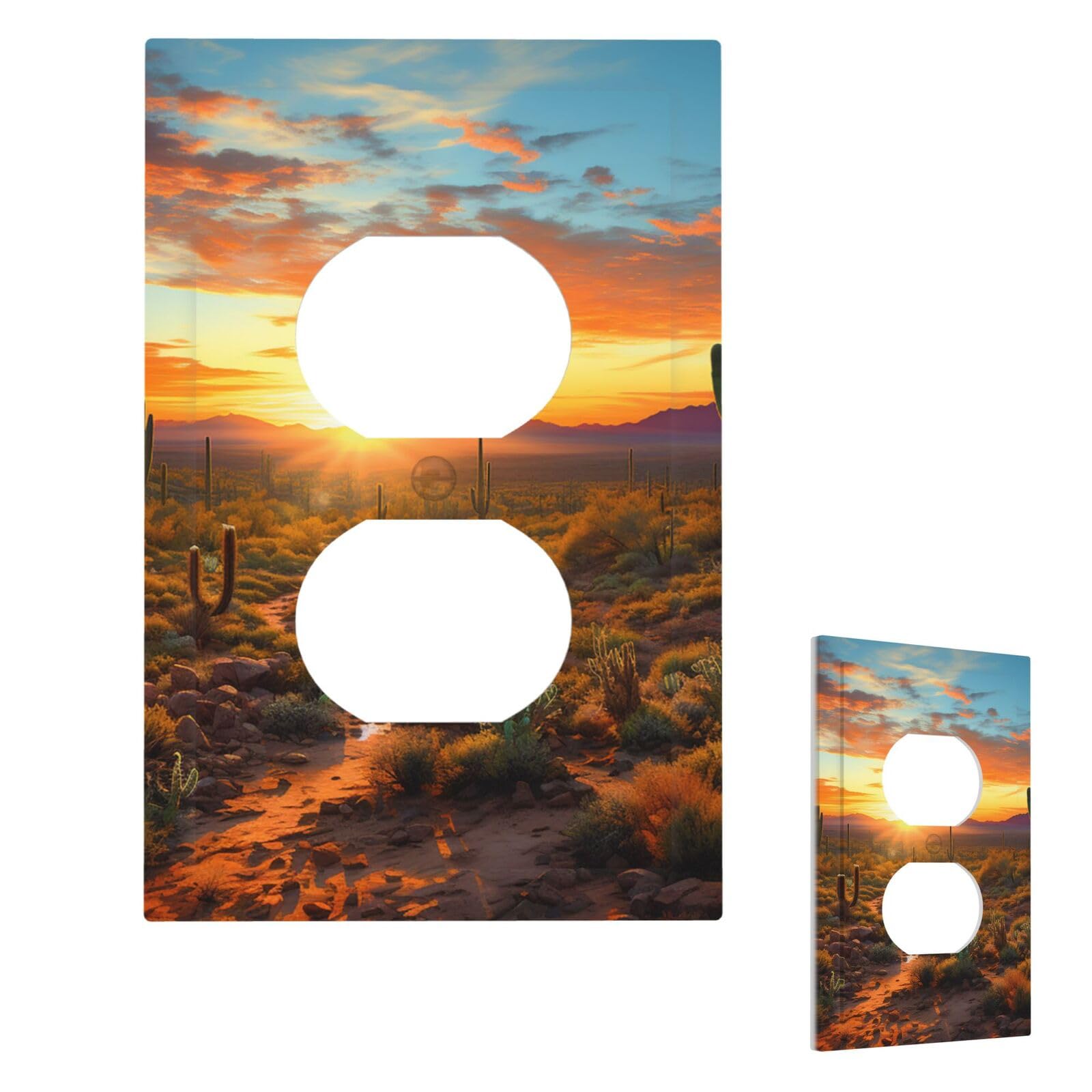 Saguaros At Sunset Wall Plate Cover Duplex, Modern Decorative Light Switch Cover Unbreakable Receptacle Outlet Covers for Living Room Bedroom Decor