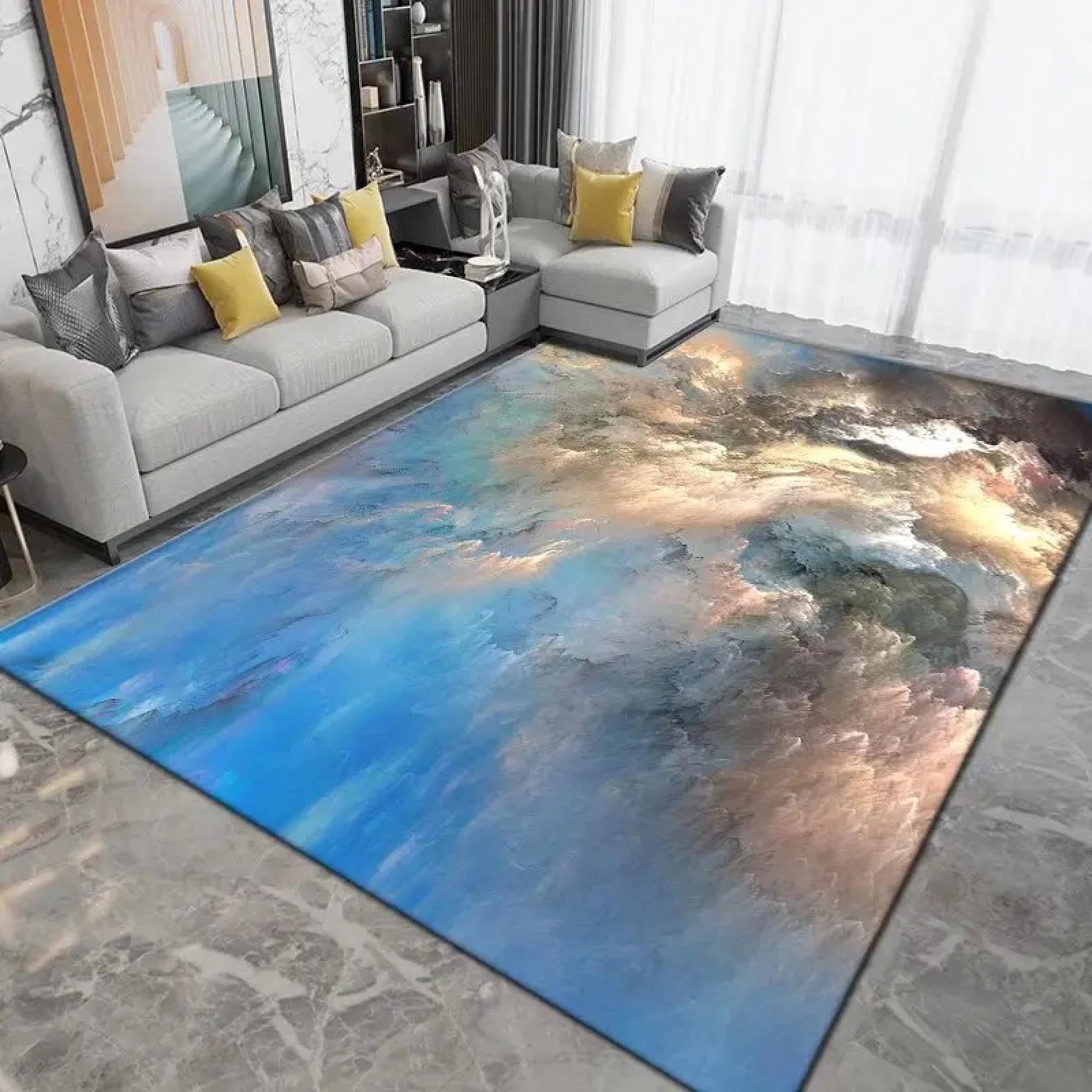 Tapis de sol antidérapant nuage 140x200 cm pour protéger et embellir la chambre