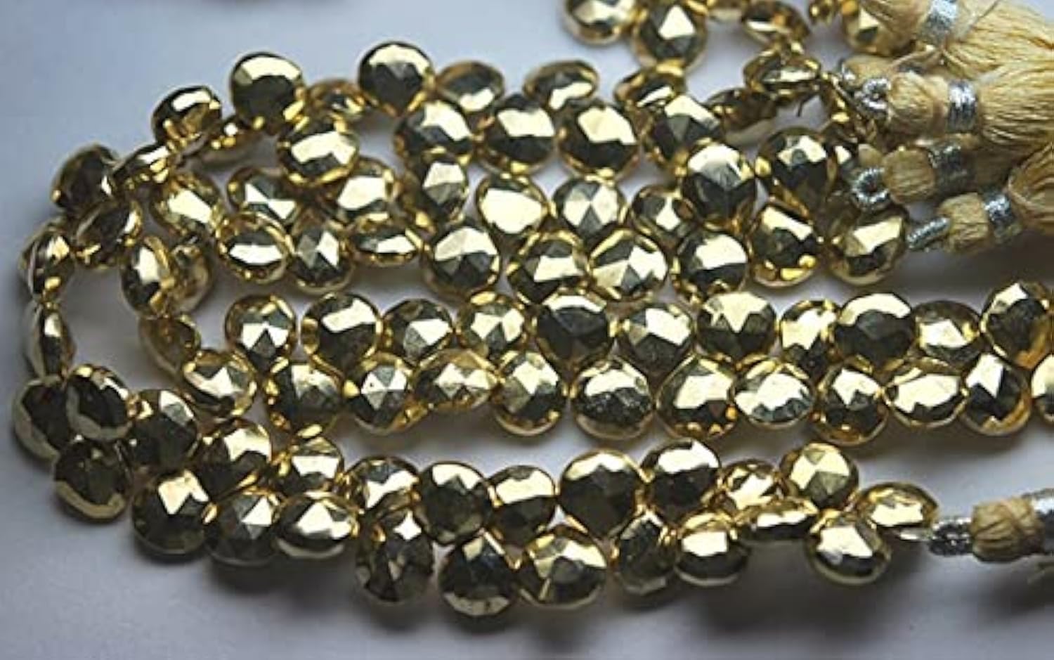 Pyrite dorée mystique briolettes cœur 8-9mm perle pierre naturelle facettée pour bijou DIY