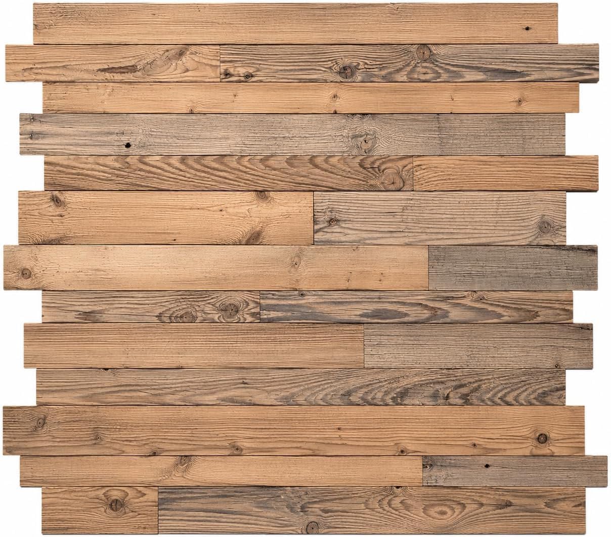 RETIMBER WORKS - Pannelli da parete rustici in legno di pino riciclato, rivestimento murale per interni, effetto legno naturale, 0,8 m² per scatola