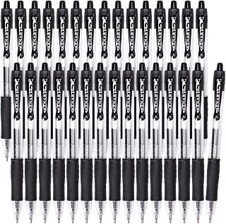 Aen Art 30 Pack Black Gel Pens 0.7mm Fine Point Retractable Rollerball - Smooth Writing, Long-Lasting Ink for School & Office