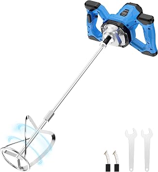 AZZUNO Cement Mixer Electric Concrete Mixer Machine 110V Handheld Mud Mixer with 6 Adjustable Speed for Mixing Concrete, Cement, Mud, Mortar, Putty, Paint Dark Blue