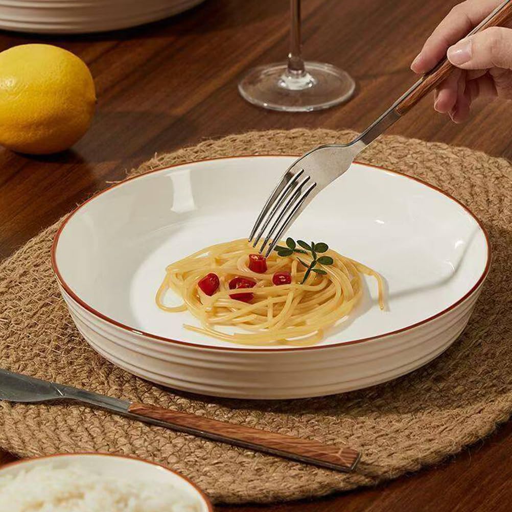 Zestaw 6 Ceramicznych Talerzy Obiadowych Głębokich,Biały