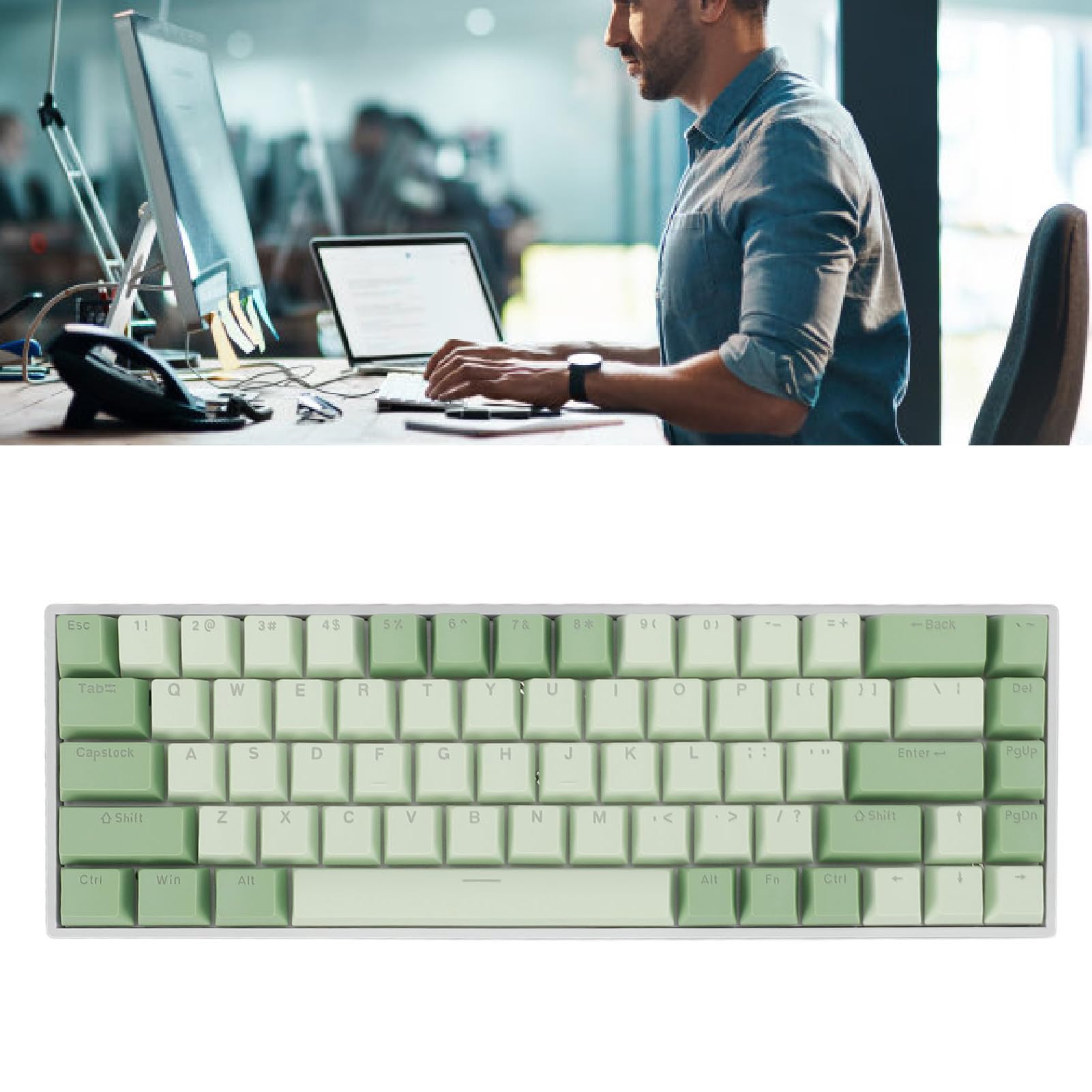 Klawiatura Mechaniczna, 68 Klawiszy Klawiatura do Gier z Czerwonym Przełącznikiem Hot Swap z Podświetleniem RGB, Przenośna Przewodowa USB o Układzie 60% do Laptopa PC