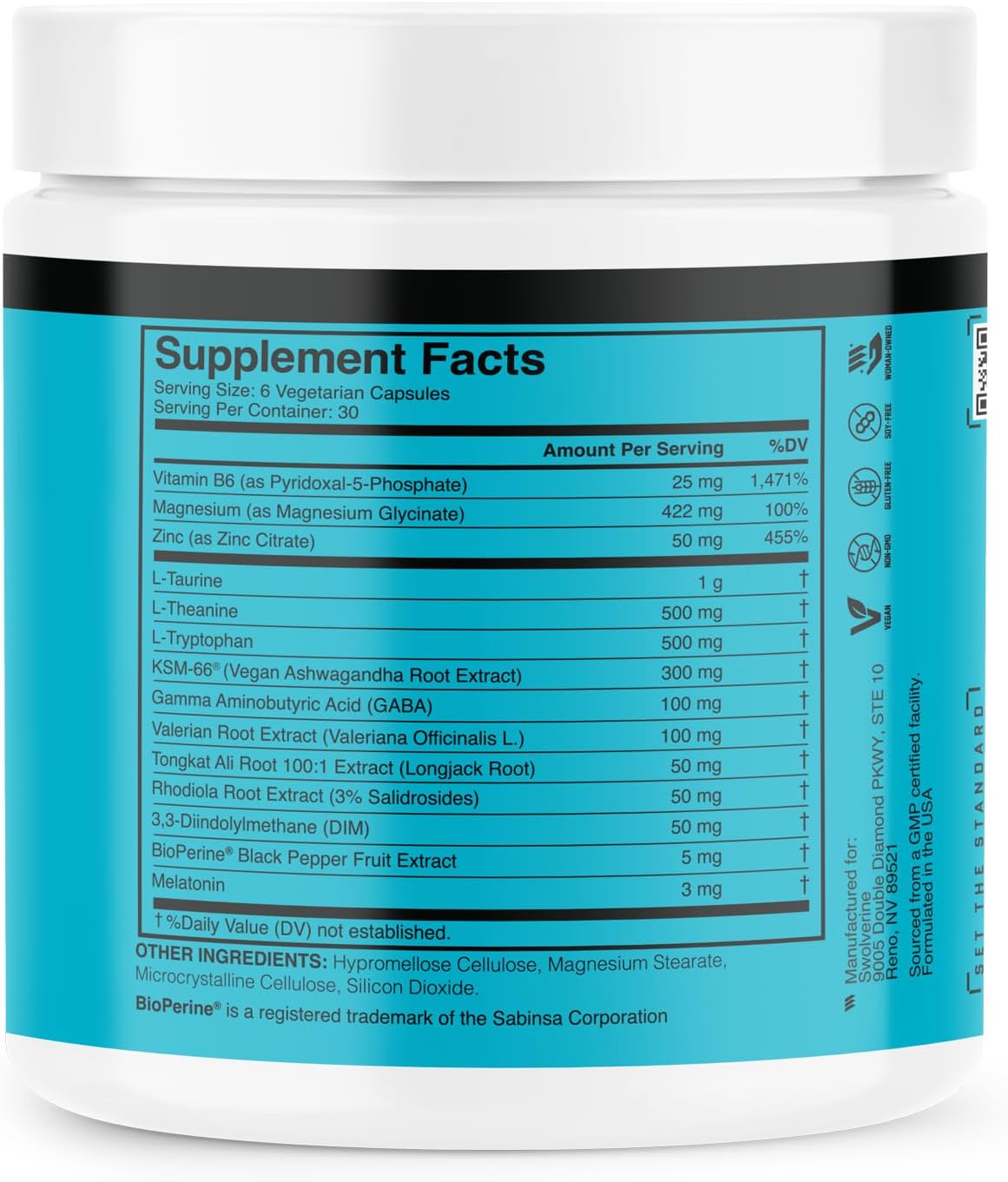 Swolverine ZMT | Advanced Sleep Supplement with Zinc, Magnesium Glyciante, GABA, Theanine, Valerian Root, Tryptophan (30 Servings)