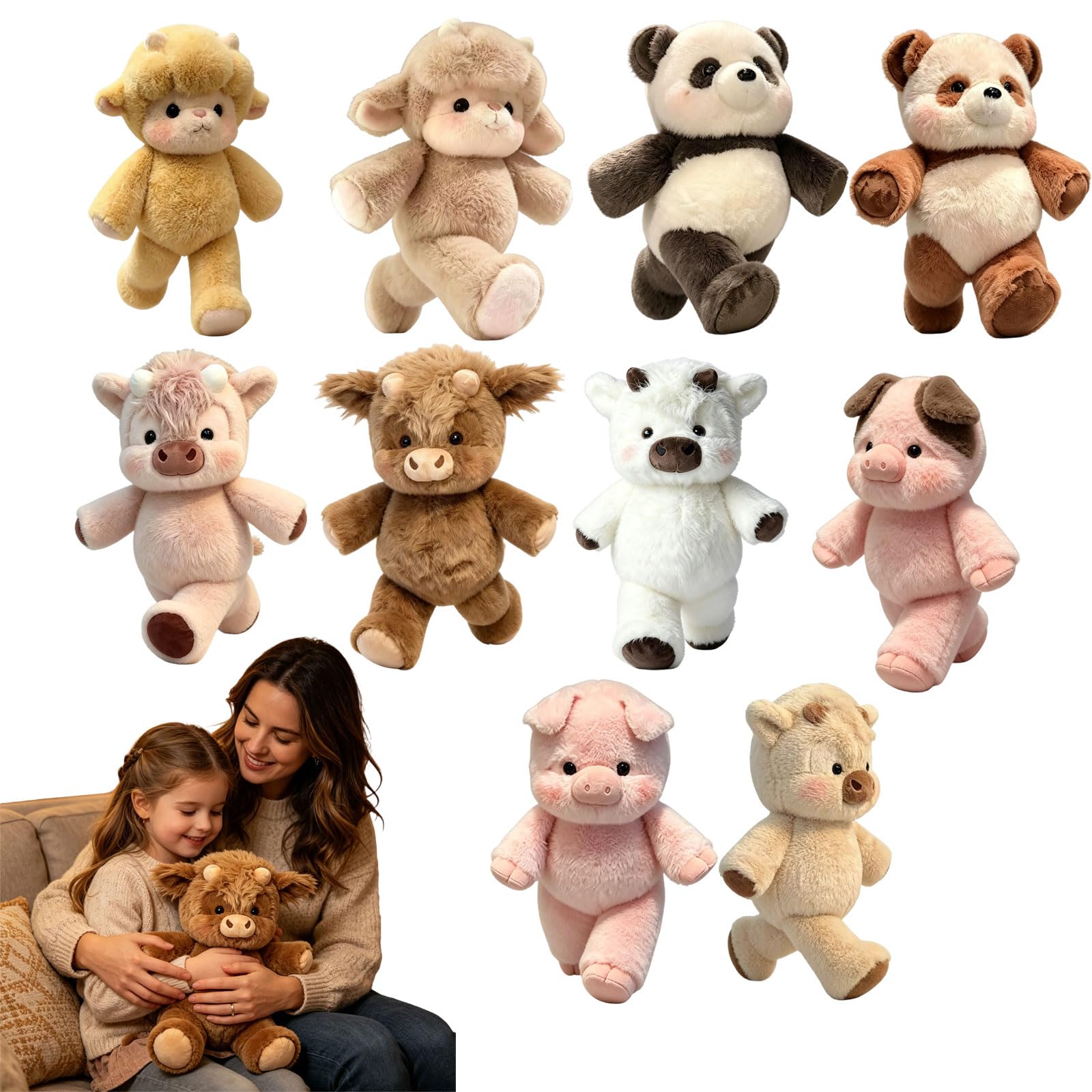 Peluche Che Corre- Peluche mucc a 45cm Cuscino Morbido E Soffice,Bambola Da Collezione A Forma Di Pecora In Stile Cartone Animato, Animale Di Pe luche Per Uomini, Donne, Bambini E Ragazzi
