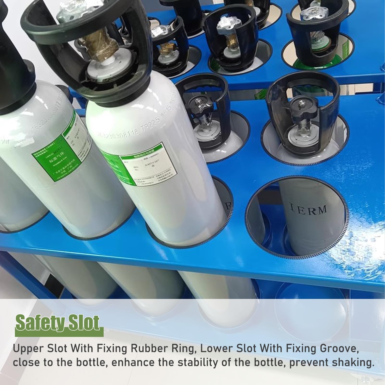 Soporte para Botella de Oxígeno Carretilla de Mano para Gas de Soldadura, Soporte para Tanque de Oxígeno Carro de Movilidad para 4 Tanques, Estante de Almacenamiento para Botellas de Gas con Ranuras p