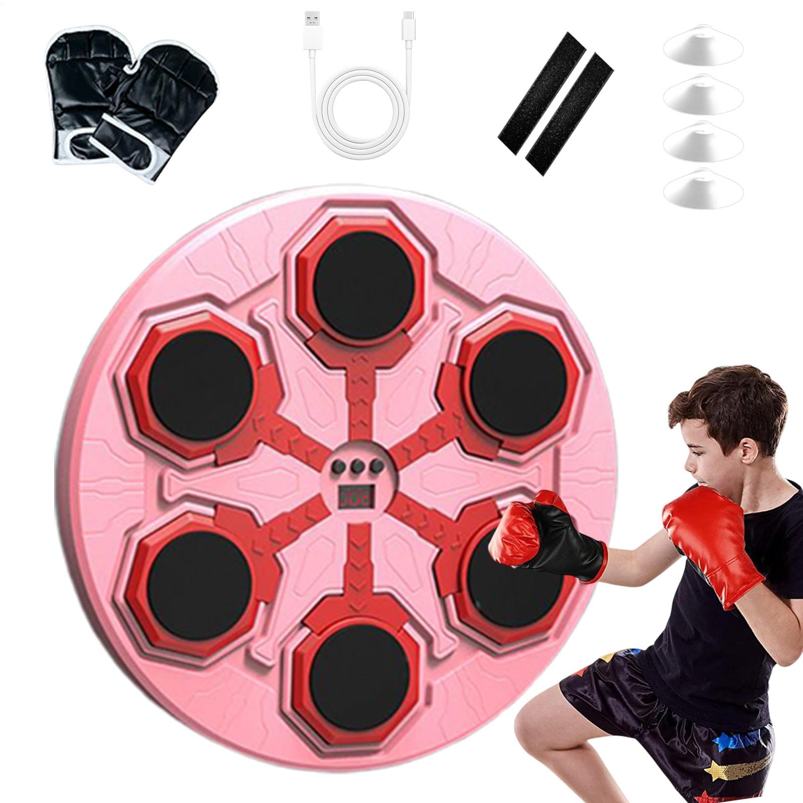 Máquina de boxeo musical - Smart blueto0th Music Boxing Maching, Target de ponche interactivo | Smart Trainer Smart Wired Mall con guantes, máquina de boxeo digital, equipo de entrenamiento elec
