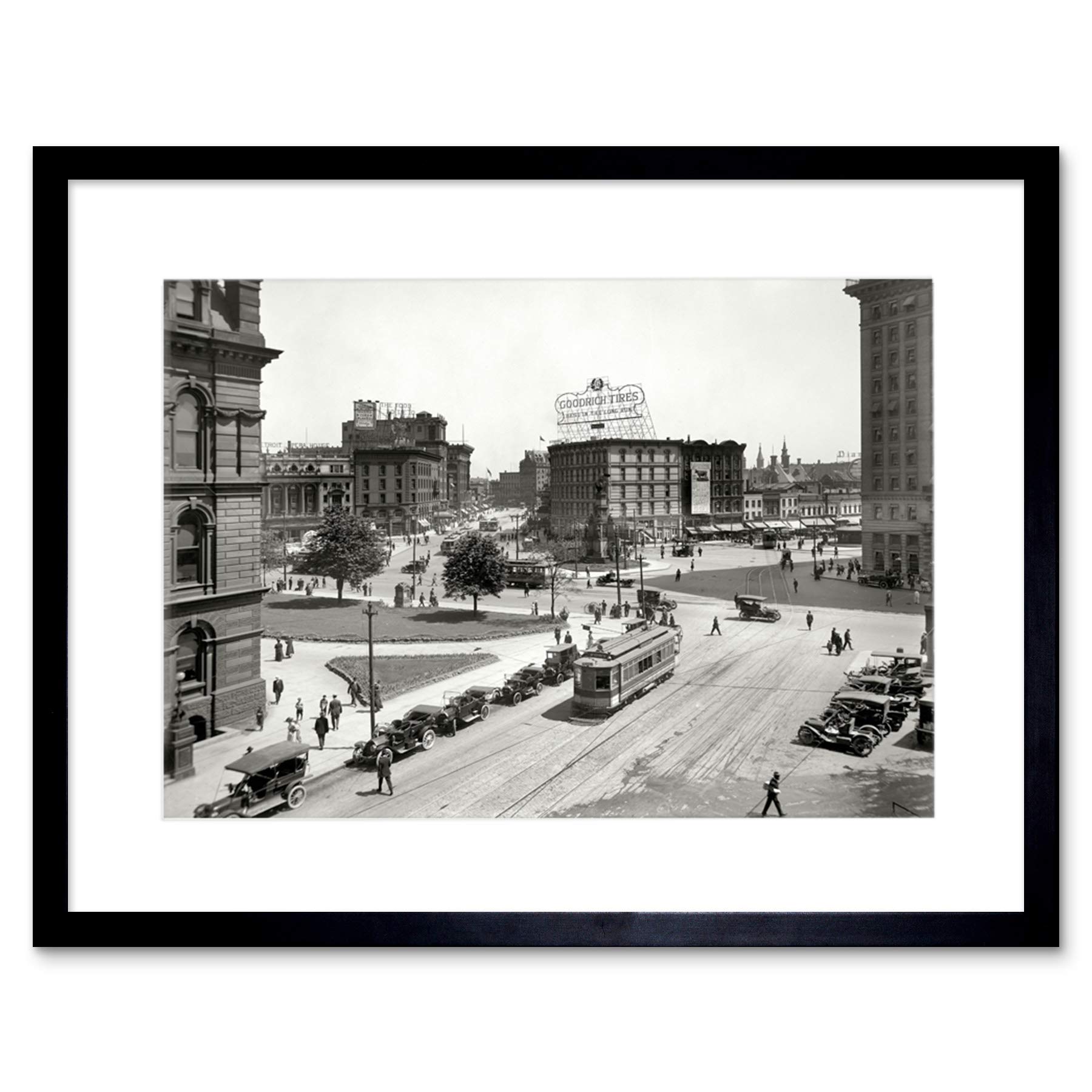 Vintage Detroit America Michigan Broadway Street Framed Art Print B12X10377