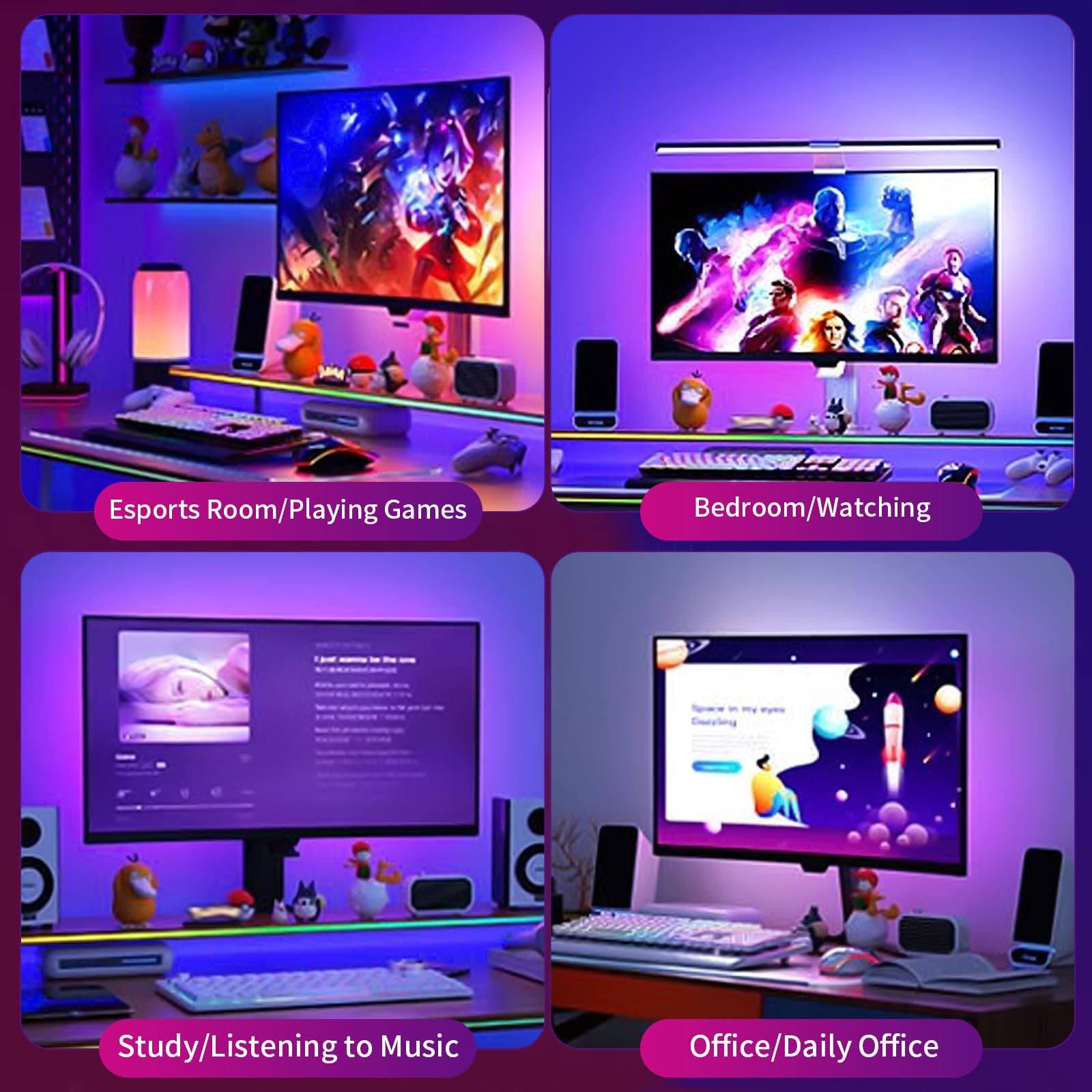 Striscia LED neon 5050, striscia LED RGB fai da te, striscia luminosa al neon, retroilluminazione PC, sincronizzazione con colore dello schermo, illuminazione LED USB (per monitor Pc da 34