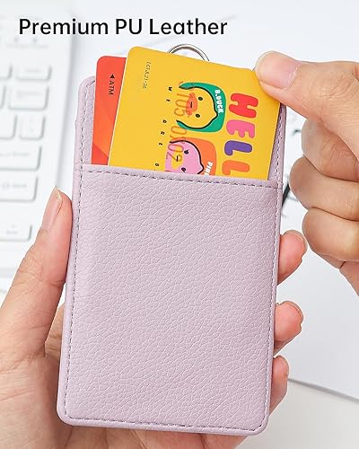 Miniatura 14 de Teskyer - Soporte para tarjetas de identificación con cordón, soporte de cuero para tarjetas de identificación, portatarjetas con cordón, vertical