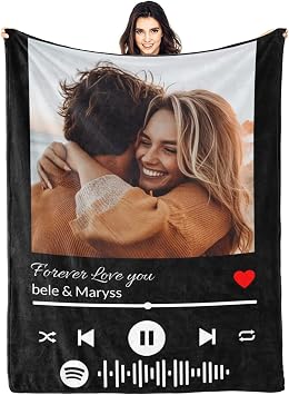 Custom Blanket with Photos Text Personalized Throw Blanket with Picture Custom for Mom Dad Couple Family Mothers Day Fathers Day Christmas Valentines Day Best Gift