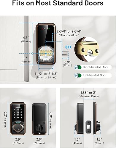 Miniatura 9 de Zowill DK07G - Cerradura inteligente WiFi, cerradura de puerta de huellas dactilares con aplicación y control de voz, cerradura de puerta