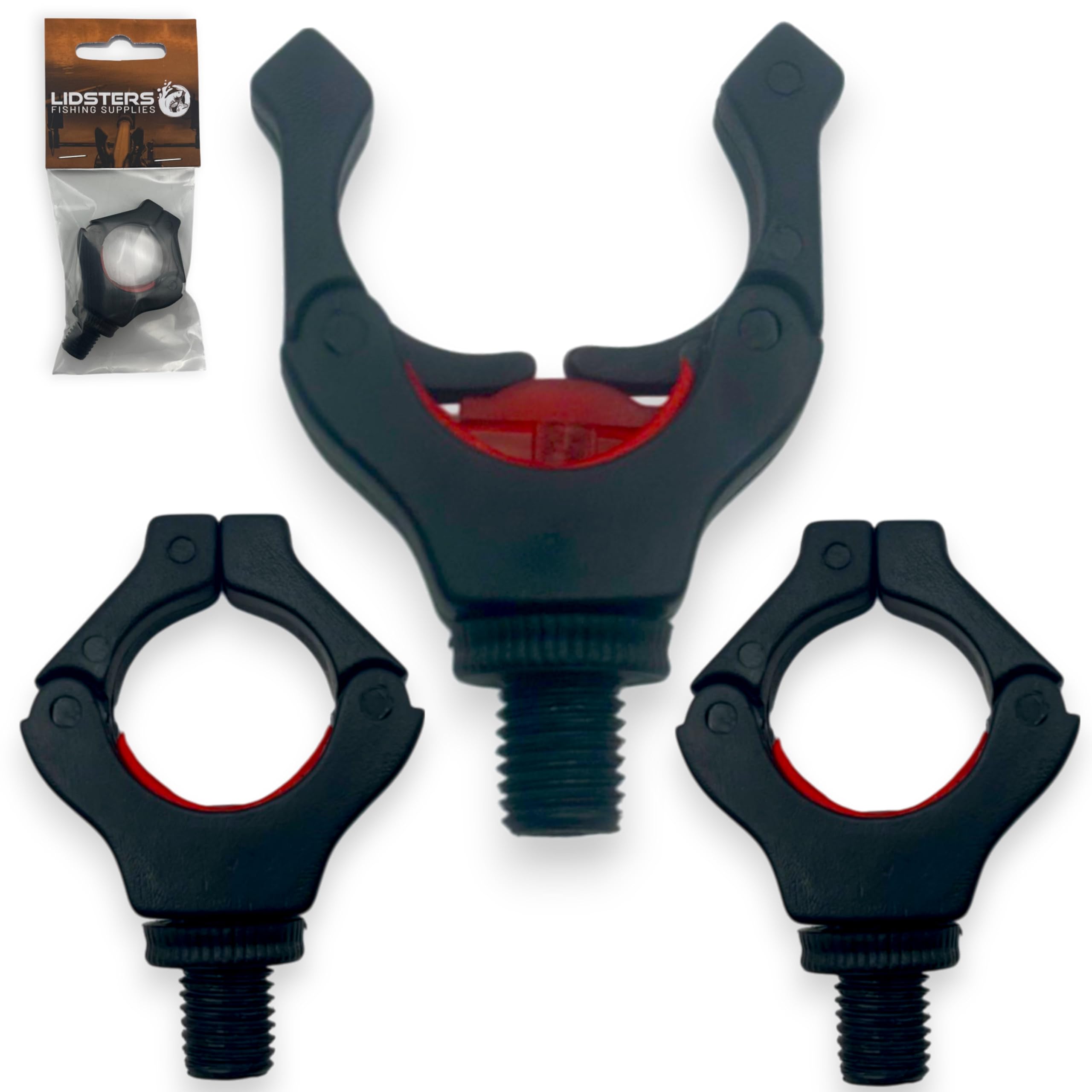 3 x Lidsters Rod Rests Secure Rod Back Butt Rest Carp Fishing Grip (3 x Red)