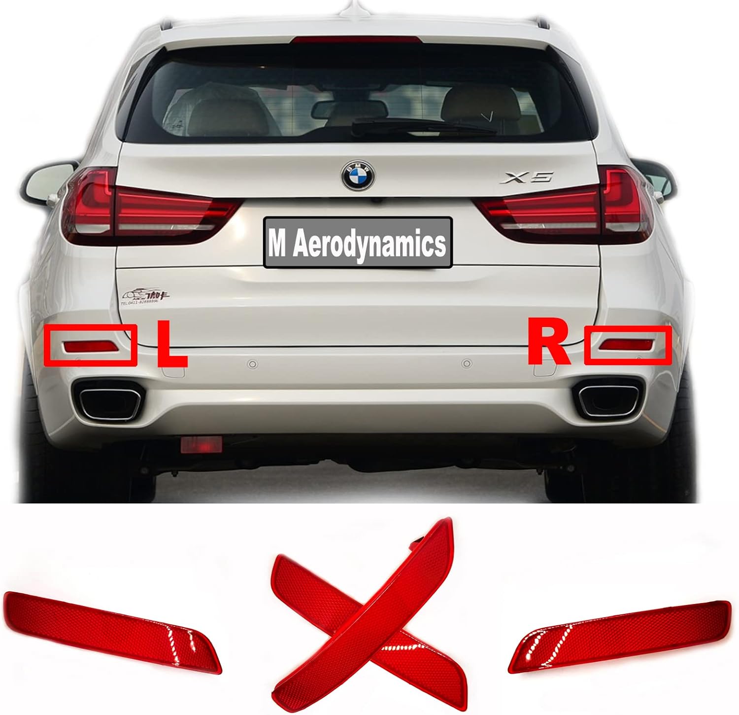 Rear Reflector for 14-18 BMW X5 F15 M Sport Fit 25d 25dX 28iX 30dX 35iX 40dX 40e 50iX SAV 2014 2015 2016 2017 2018 Bumper Left Driver Side 63147847591