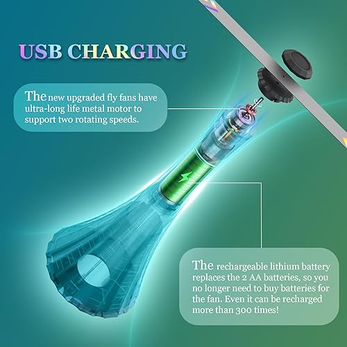Miniatura 10 de Ventiladores de mosca recargables para mesas, ventiladores de mosca Belfans para mesas al aire libre USB, ventiladores de mosca para mantener las
