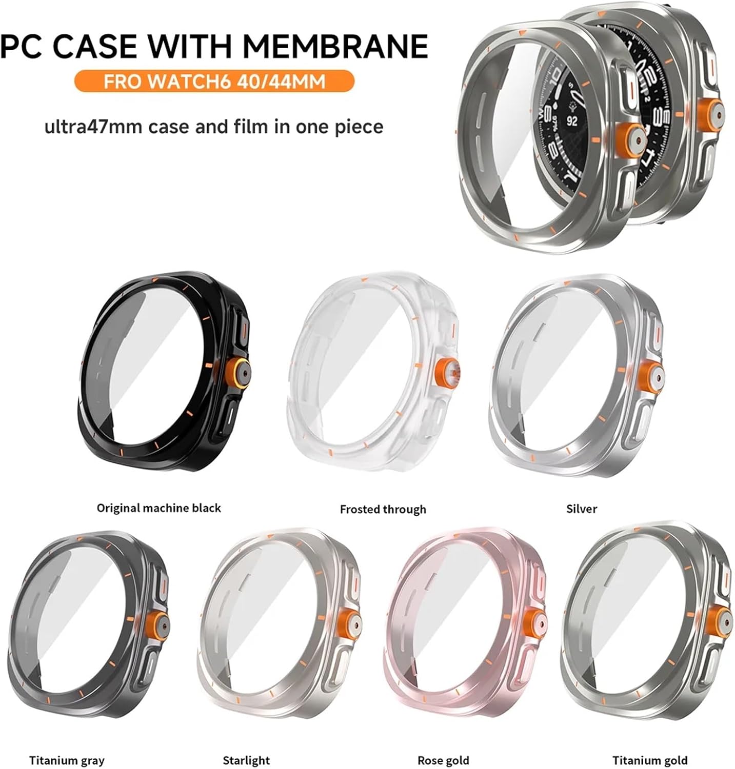 Upgrade To Ultra Case for Samsung Galaxy Watch 7 6 40mm 44mm Change To Galaxy Watch Ultra 47mm Tempered Glass Screen Protector