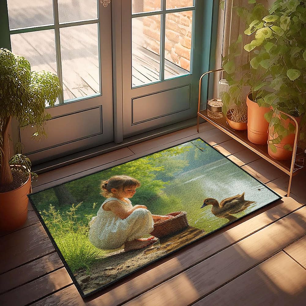 Paillasson grand format Welcome-Ish antidérapant et tapis de protection pour sol de cuisine