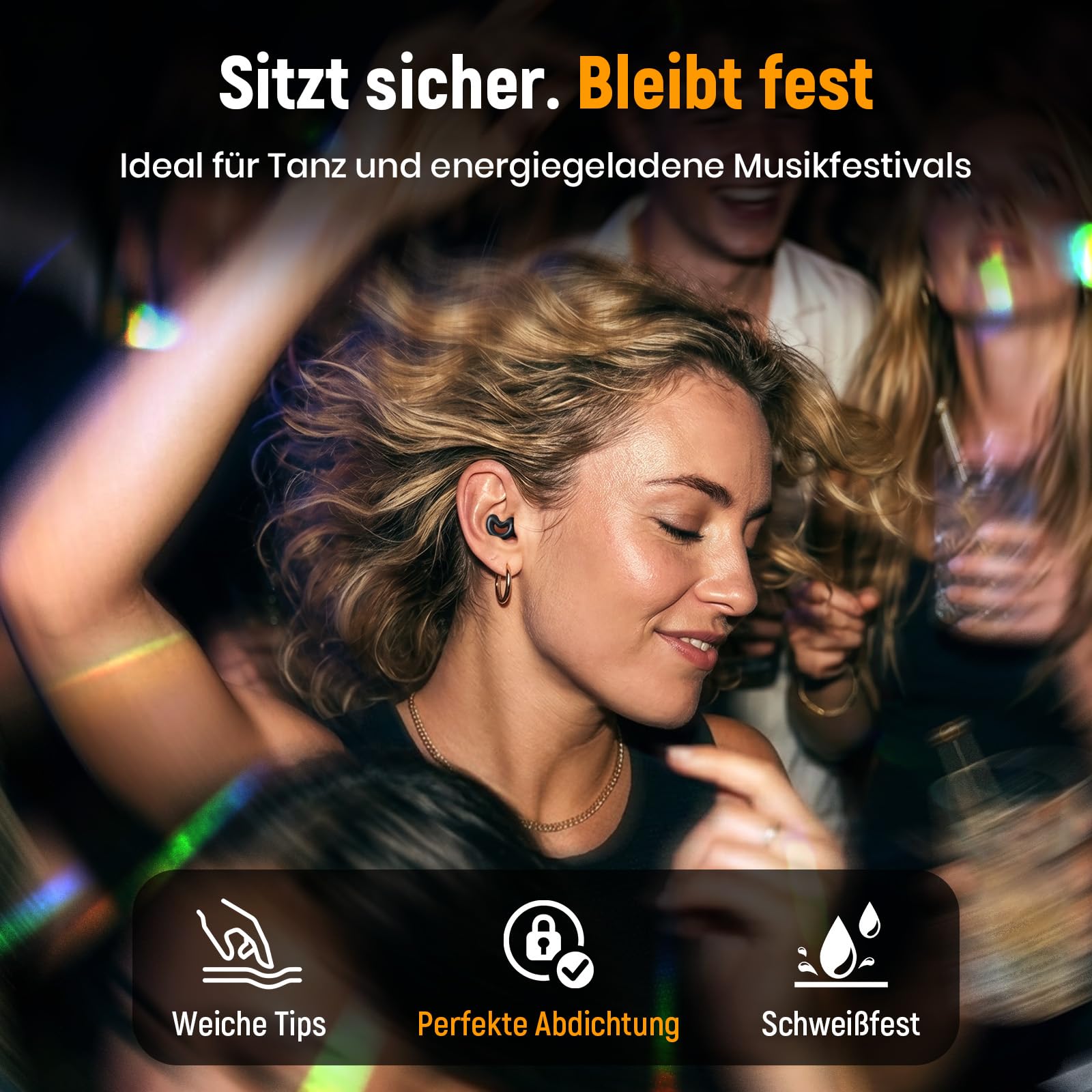 Konzert-Ohrstöpsel mit 19 dB Geräuschreduzierung, Ohrstöpsel für Konzerte, Festivals, Gigs und Live-Musik, verhindert Ohrklingeln, inkl. 10 Ohrpassstücke (XS/S/M/L/Doppelschicht)