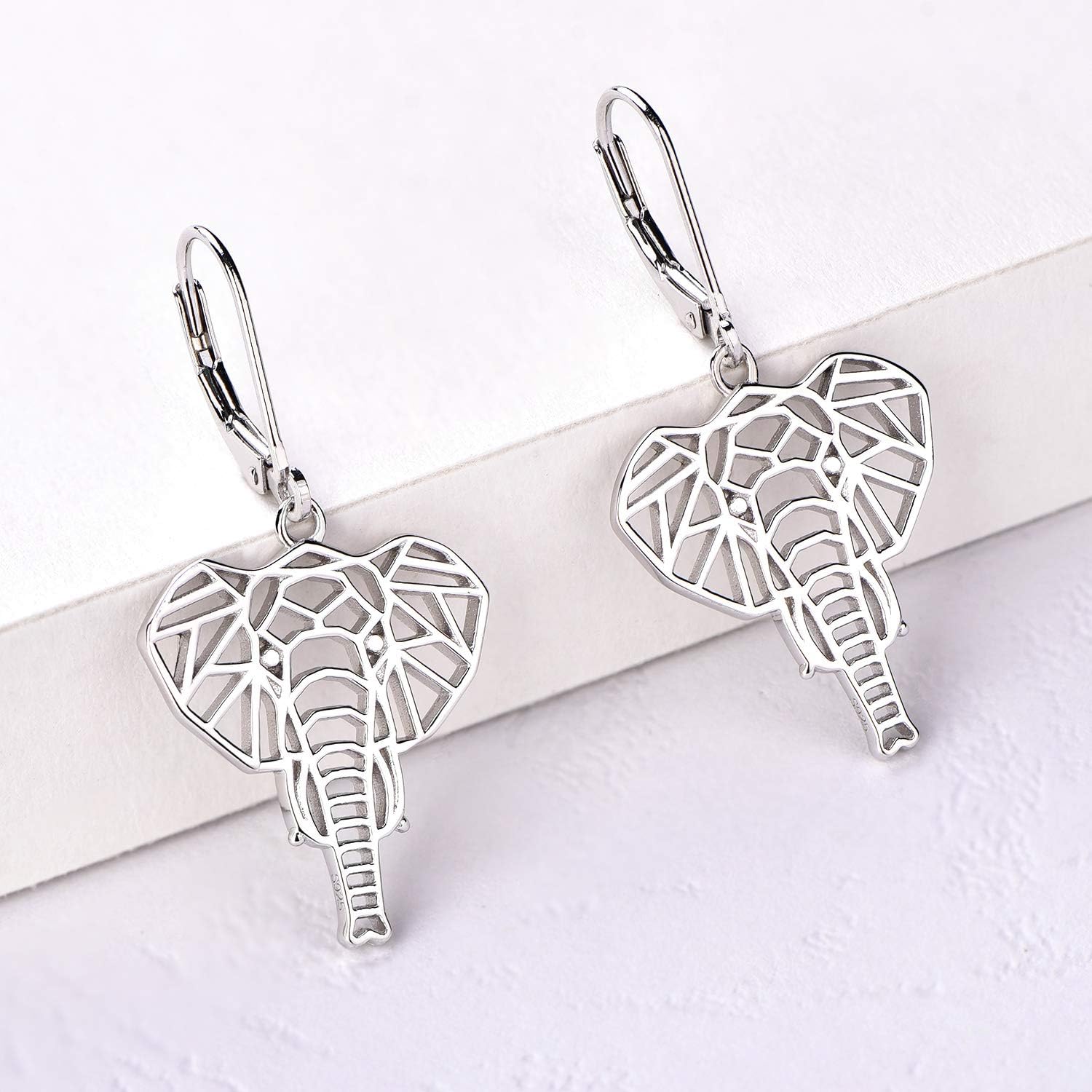 JO WISDOM Elephant Earrings,925 Sterling Silver Animal Leverback Dangle & Drop Earrings,Jewelry for Women - Image 5