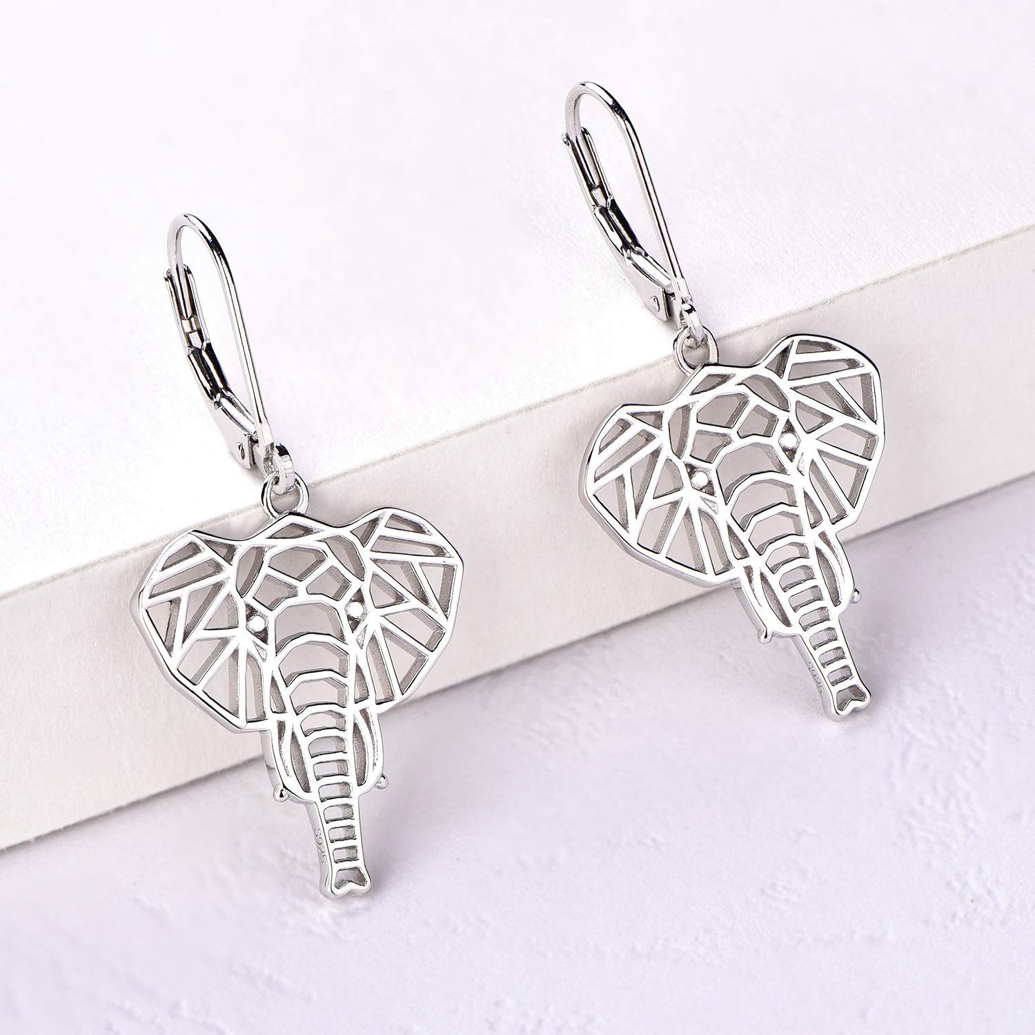 JO WISDOM Femme Boucles d'oreilles éléphant Animal en Argent 925 Dormeuse
