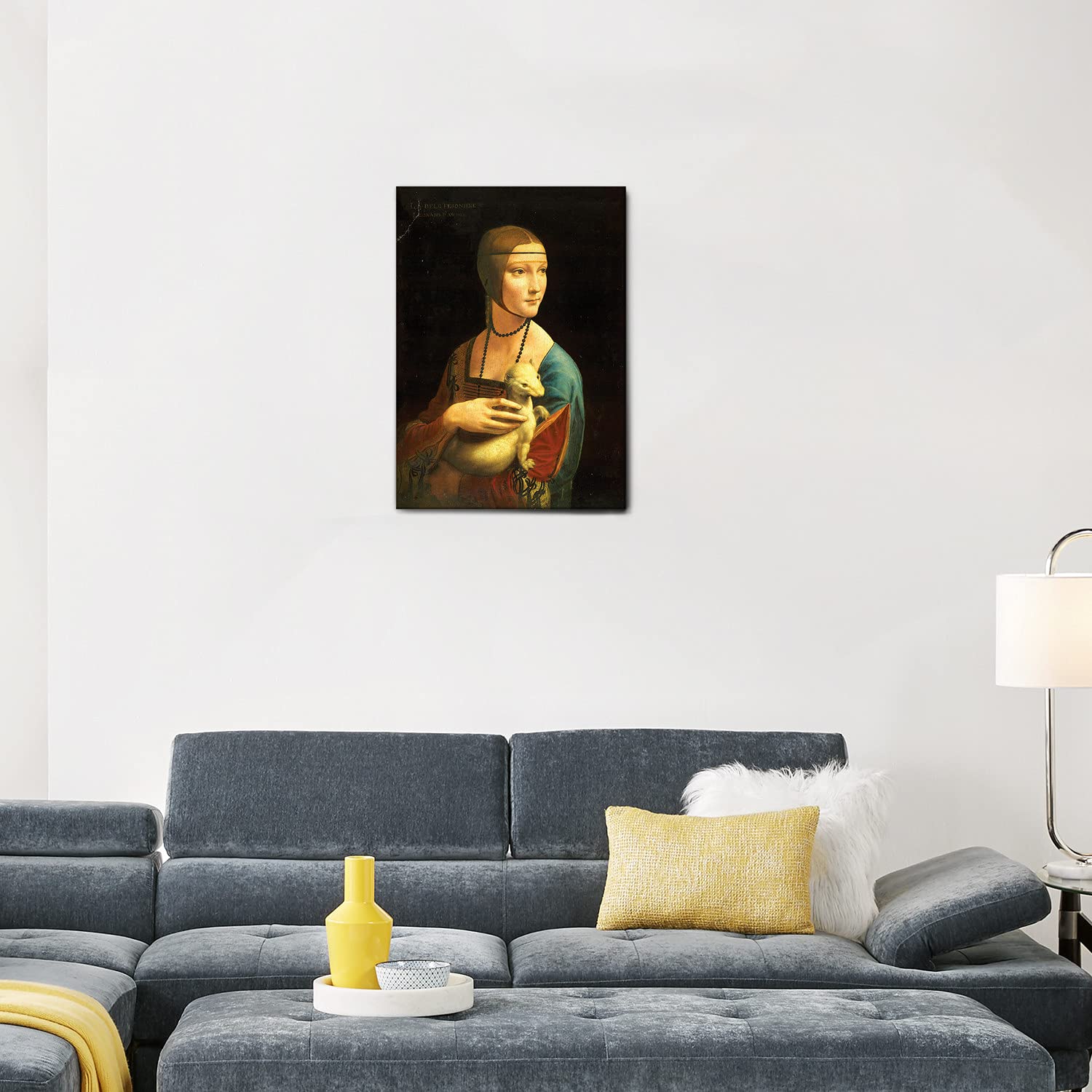 Giallobus - Cadre - Leonardo Da Vinci - Dame à l'hermine 2 - Toile - 50x70 - Prêt à accrocher - Peintures Modernes pour la Maison
