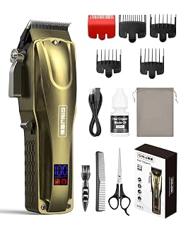 Hair Clippers for Men, Cordless & Corded Barber Clipper with 5Hrs Runtime, 7000RPM Rotary Motor & LED Display, Waterproof Professional Hair Cutting Kit for Men and Home Use (Gold) - Amazon product rated Grade A