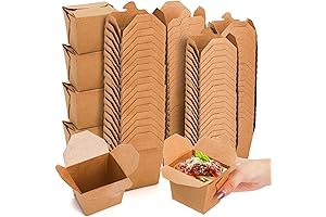 DEAYOU Chinese Food Take Out Containers - 100 Kraft Brown Cardboard Food Pails
