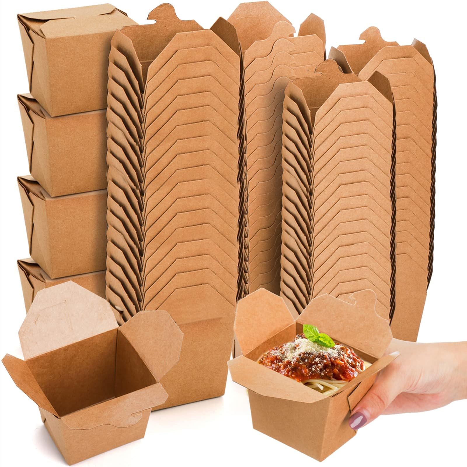 Takeout Food Containers with Handle 8 Oz White
