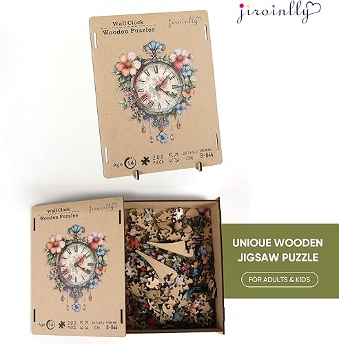 Miniatura 9 de Jiroinlly Rompecabezas de madera, rompecabezas de madera con diseño de flores para adultos, 200 piezas, rompecabezas de madera vintage de forma