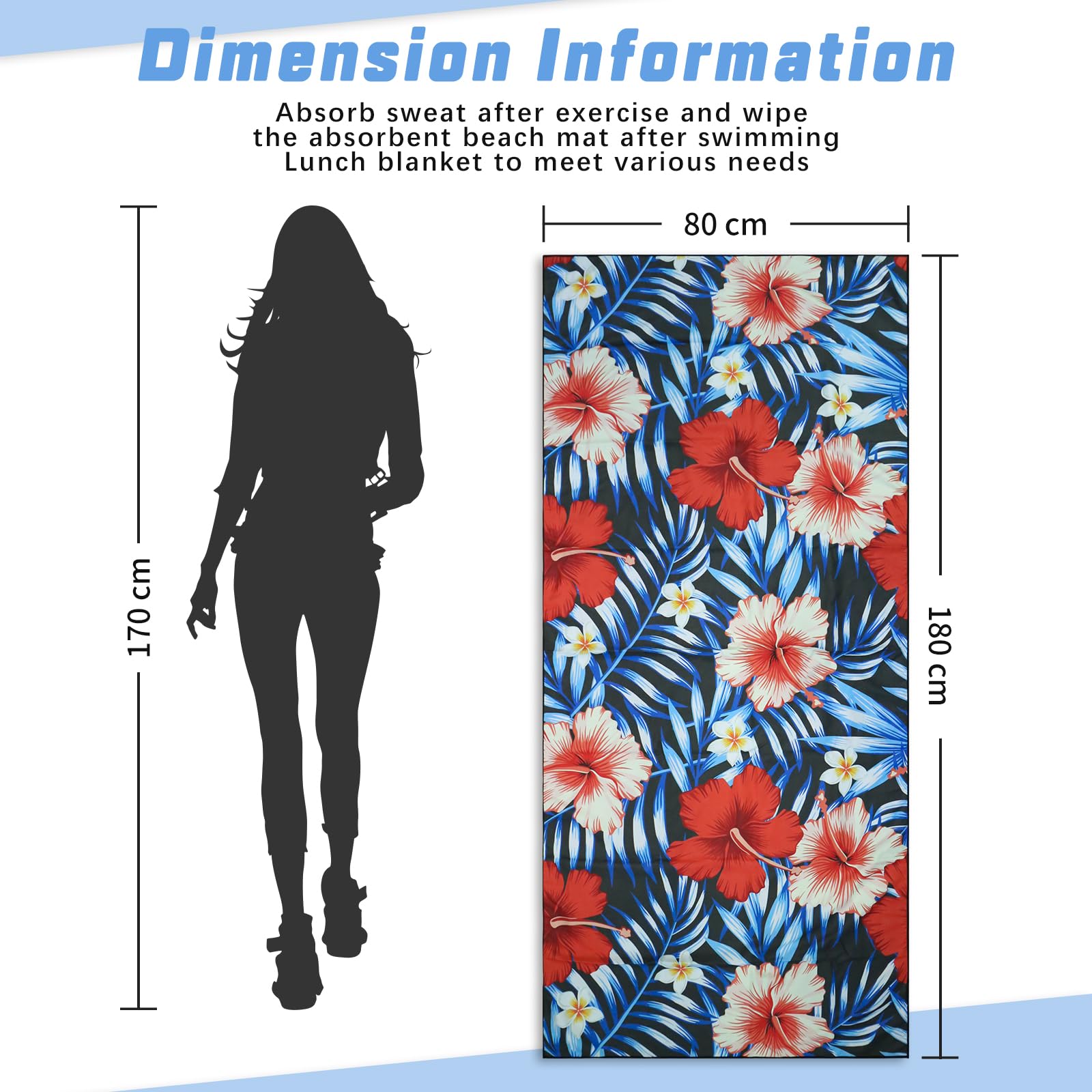 TMEOG Microfibre Beach Towels 2 Pack 180x80cm Extra Large Sand Free Beach Towel for Adults Compact Thin Travel Towel Women Men Lightweight Swim Pool Yoga Towel with Bag(Flowers and Tie-Dye) - Image 4