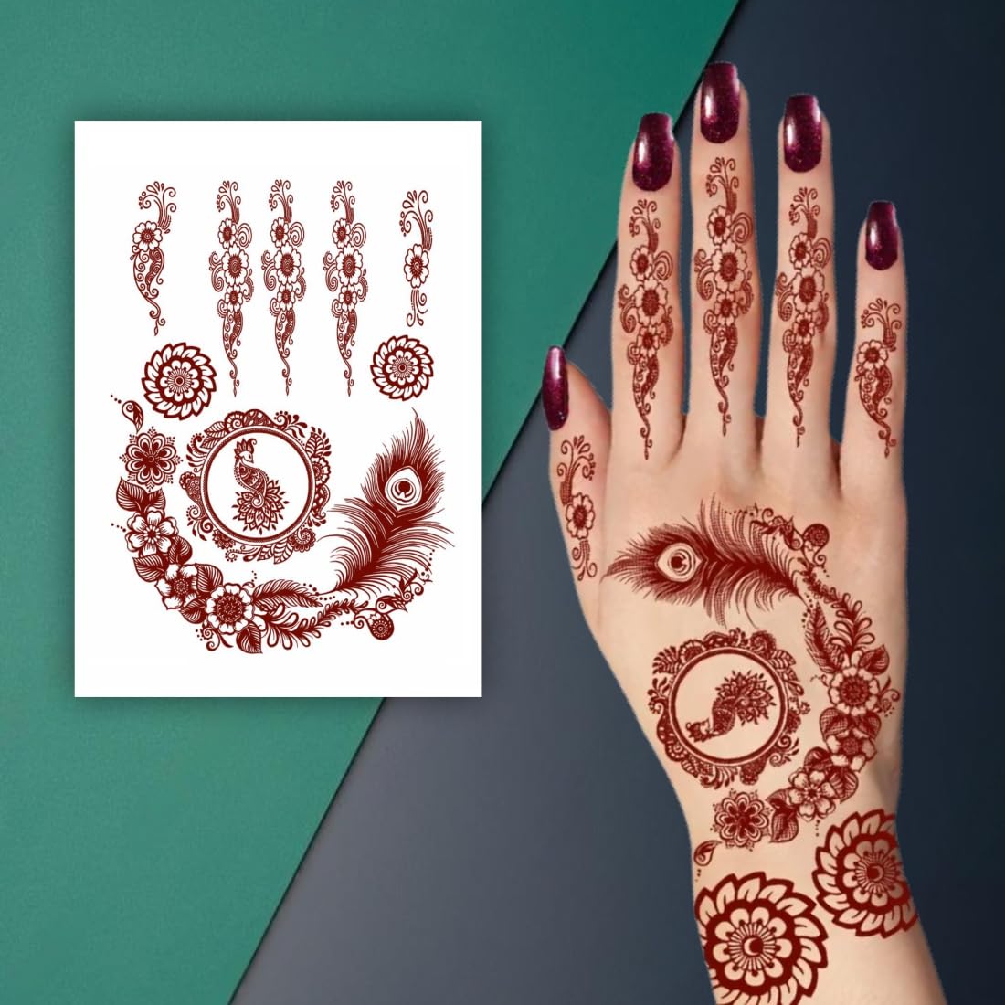Temporary Tattoowala Bridal Hand Mehndi Temporary Tattoo Stickers for Women Quick & Easy Application-image-28