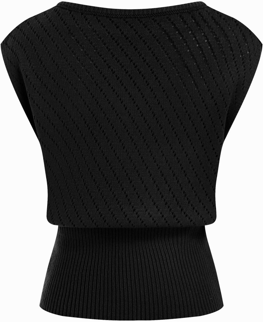 CIDER Summer Short Sleeve Sweater Vest for Women Boat Neck Ribbed Knit Cap Sleeve Cut Out Tops Going Out Trendy Tee