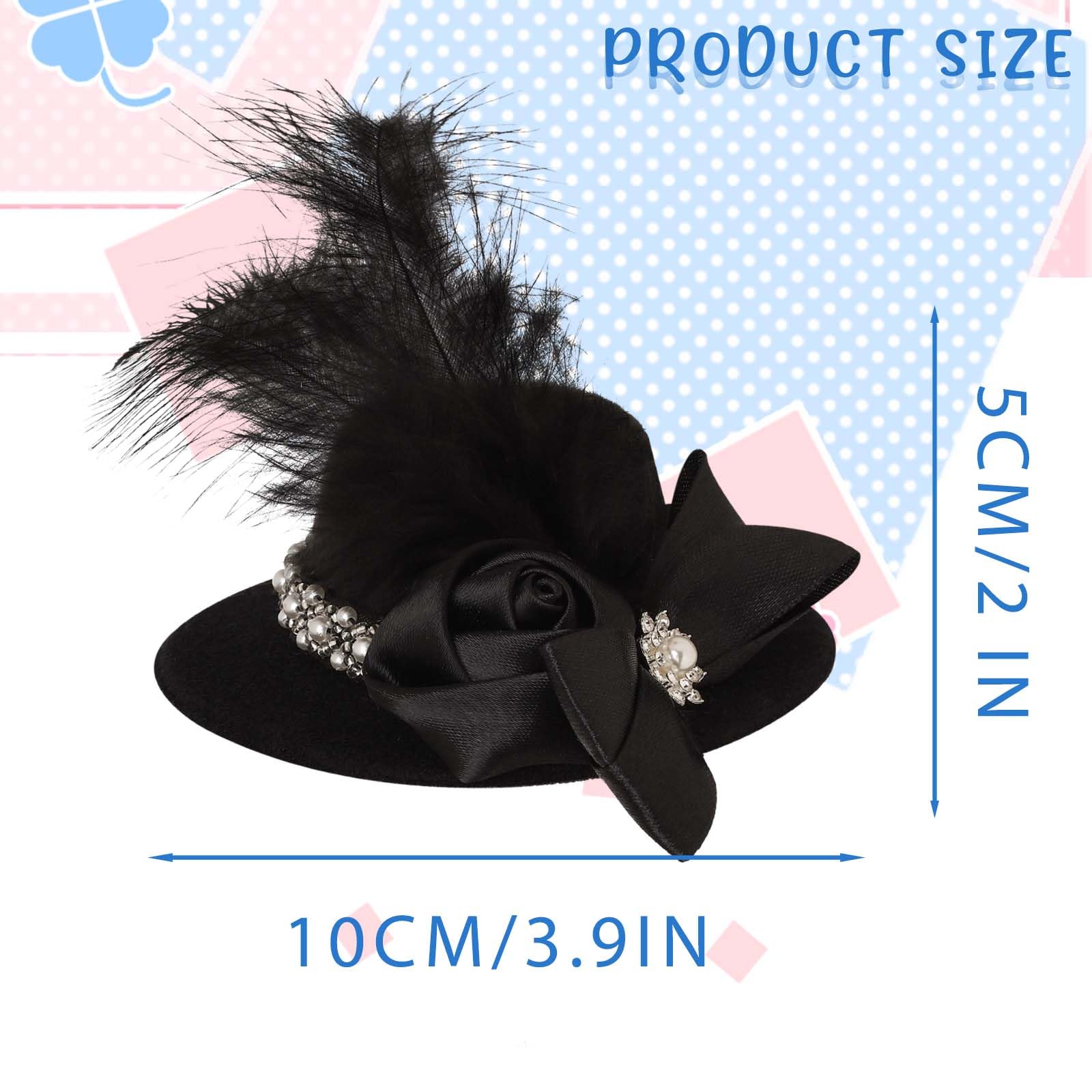 Bohend Mini Fascinator Hat Black Flower Feather Hair Clip 