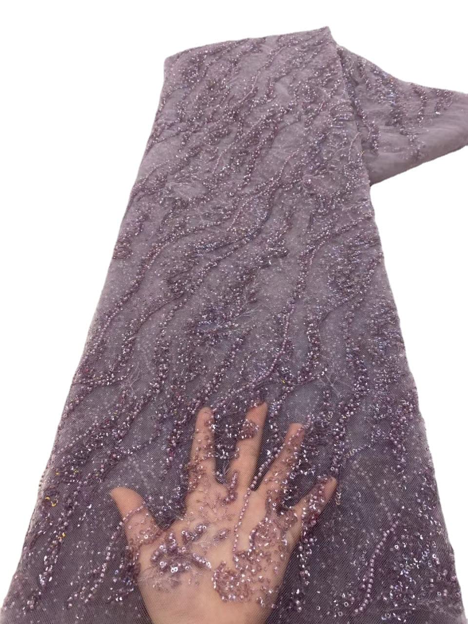 Tela de encaje francés con lentejuelas y flores botánicas, tela de red de tul pesada para vestido rastrero (4.5 m, negro)